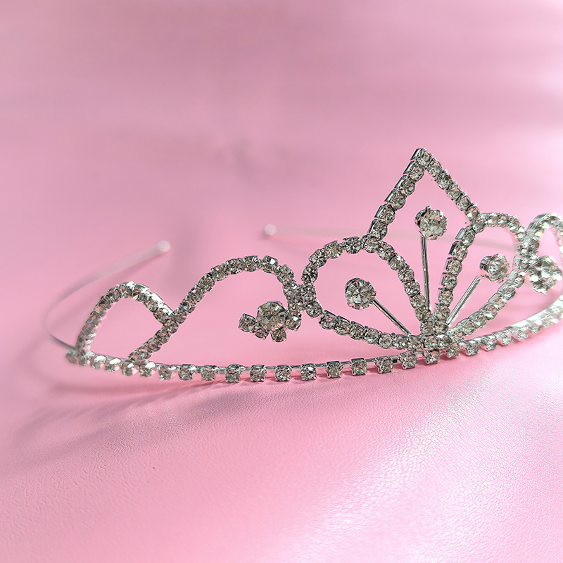Women Accessories For Wedding - Srebrna Korona Ślubna z Cyrkoniami Luksusowa
