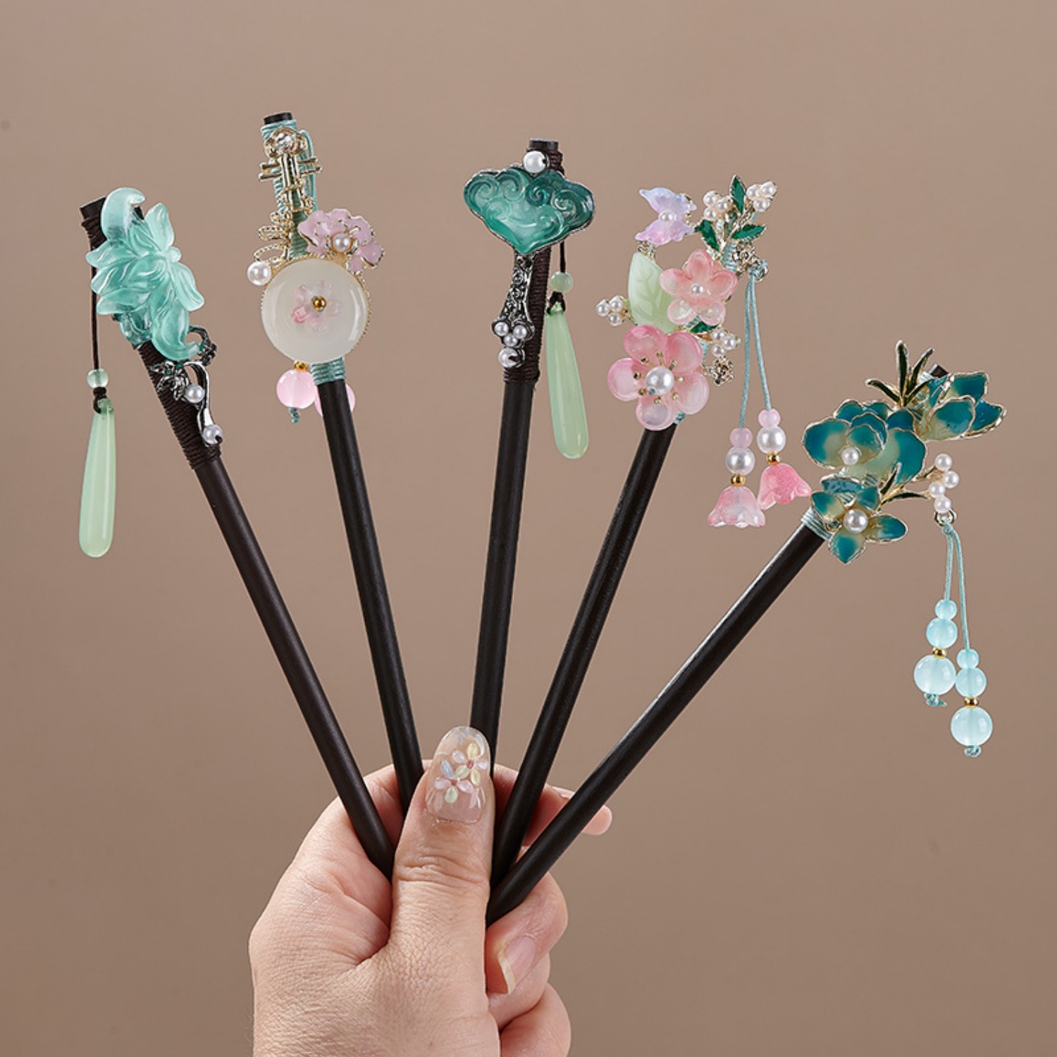 Hair Fork Stick - Vintage spinka do włosów z kwiatami