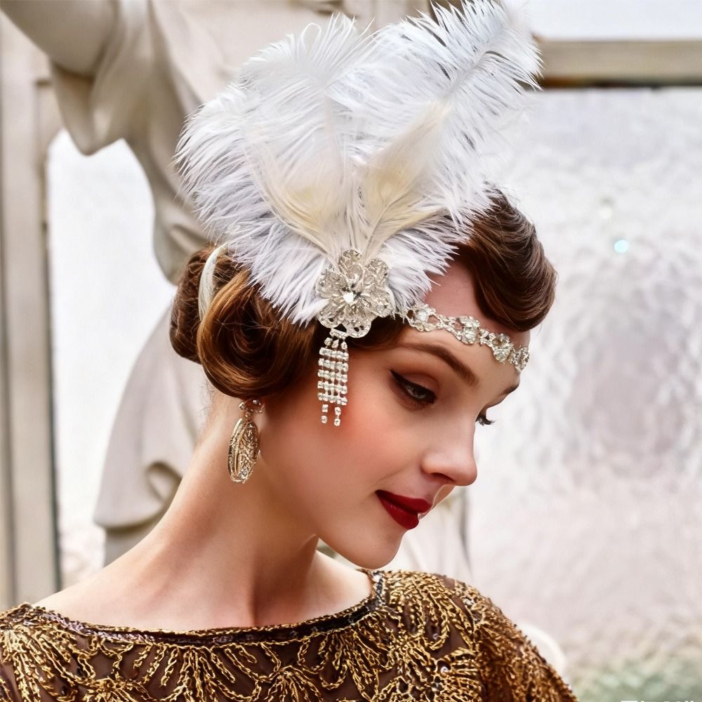 Women Accessories Online - Vintage Opaska do włosów z piórami,