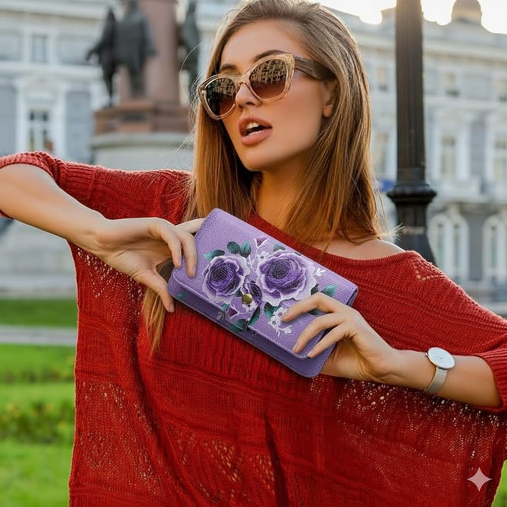 Women Accessories Holder - Eleganckie portfele kopertówki z kwiatowym wzorem