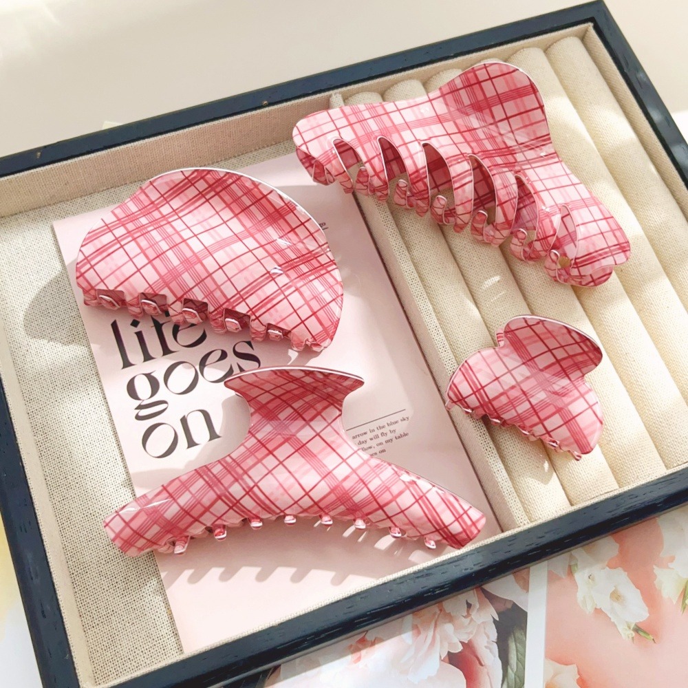 Women Accessories Online - Różowo-Niebieskie Spinki do Włosów z Siatką,