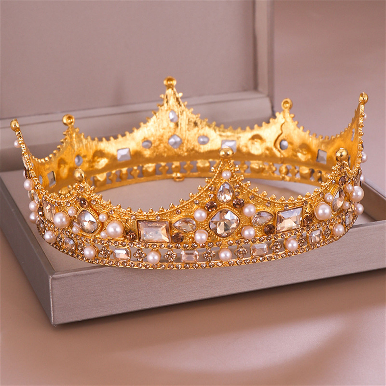 Women Accessories For Wedding - Aluminiowa Korona Tiara Retro Ślubna Cyrkonia