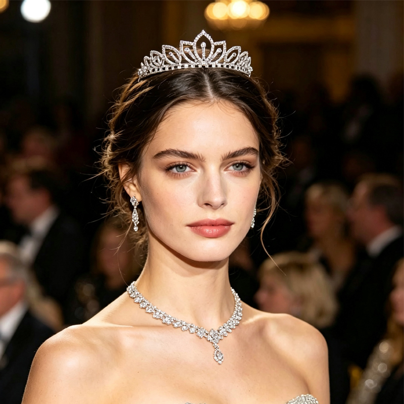 Srebrna Korona z Błyszczącymi  – Women Accessories For Wedding recenzja i cena