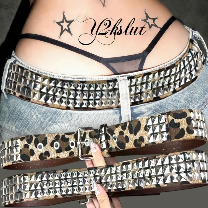 Pasek Y2K w panterkę z nitami, – Women'S Jeans Accessories Chain recenzja i cena