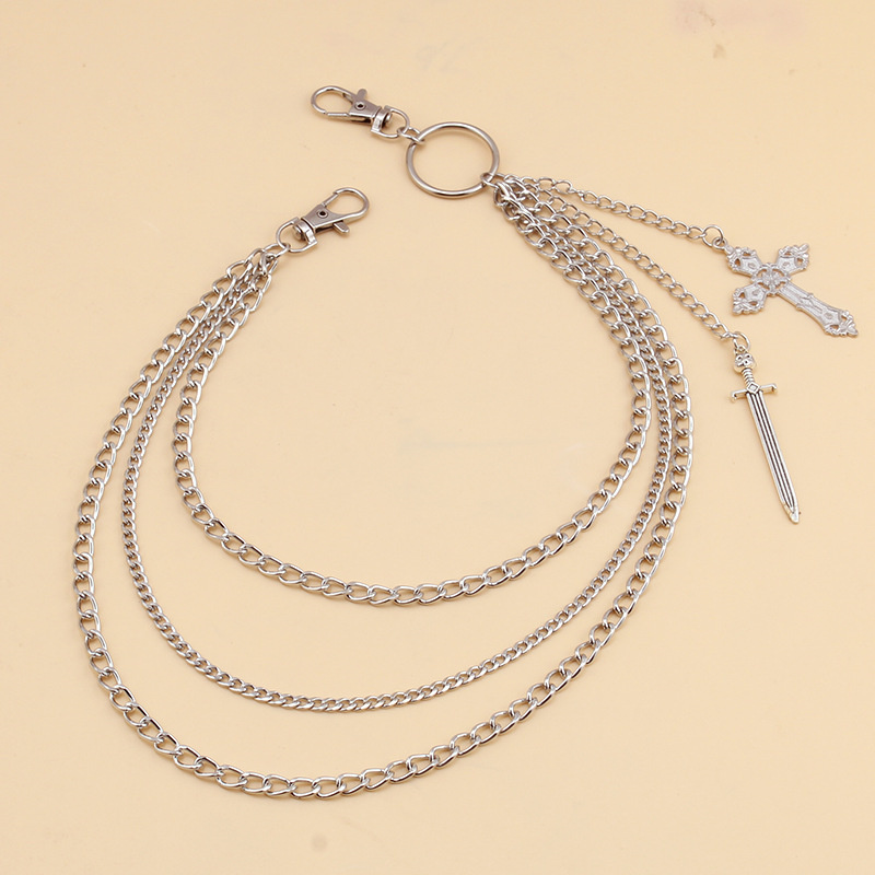 Hip Hop czaszka krzyż spodnie  – Women'S Jeans Accessories Chain recenzja i cena